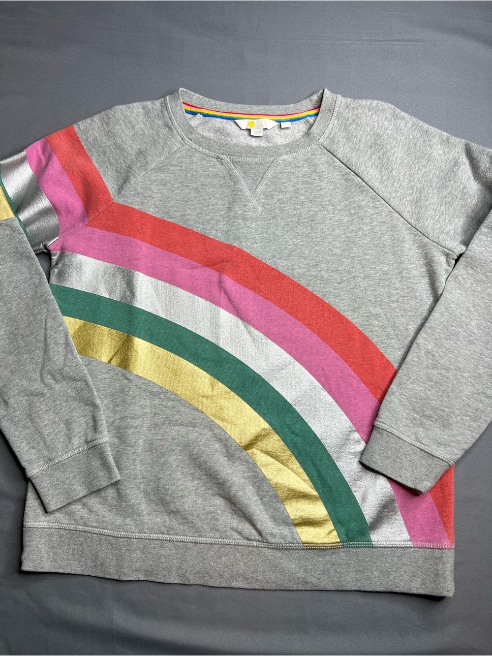 Boden Rainbow Sweatshirt | Size Small | Metallic Rainbow Detail